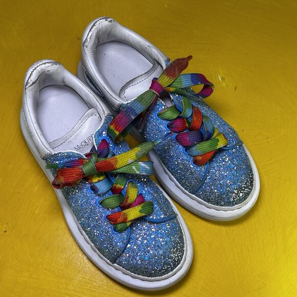 Alexander McQueen Kids Sneaker Blue Glitter Shoe 27 D - Picture 12 of 16